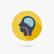human head Flat style Icon with long shadows