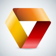 Moebius origami colorful paper triangle on white background