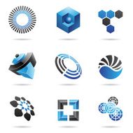 Various blue abstract icons