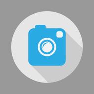 Photo or Video Camera Flat Style With Long Shadow Vector