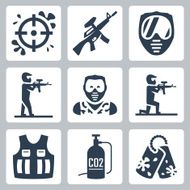Paintball vector icons set