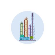 Icon of a chemical plant or refinery processing vector illustration
