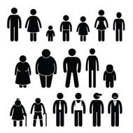 People Character Man Woman Children Age Size Stick Figure Pictogram N2