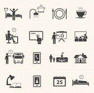 Routine of a businessman icons