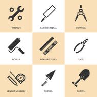 Trendy flat working tools icons Vector illustration N2