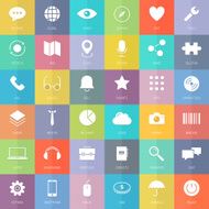 Modern business and technology flat icons set
