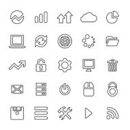 25 outline universal big data database icons