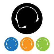 Headphone round icons set of support Flat style