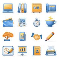 Business icons set 3 Blue orange series