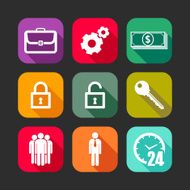 flat icons for web and mobile applications with business signs