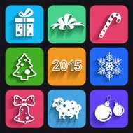 Set of christmas and new year flat icons