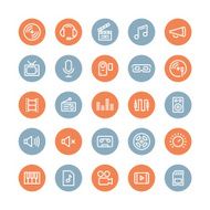 Sound and video flat icons set