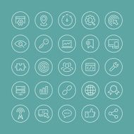 SEO services thin line icons set