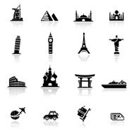 Icon set landmarks and cultures