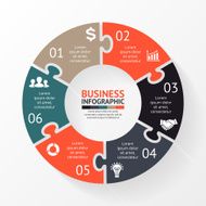 Circle puzzle infographic diagram steps 6 options