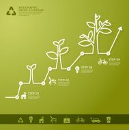 Green economy concept Leafs and tree infogaphics