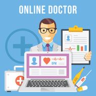 Online doctor flat illustration concept