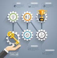 Business key with gear timeline infographic template