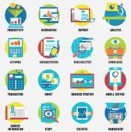 Web analytics information development website statistic and business flat icons