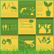 Garden work infographic elements Working tools set N2