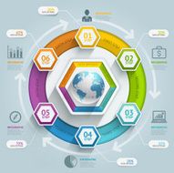 3d hexagon arrow timeline infographics