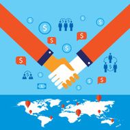 Handshake and icons for web Successful business concept