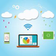 Vector cloud computing to your smartphone laptop and tablet connected