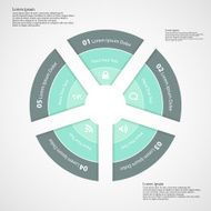 Round infographic consists of five parts