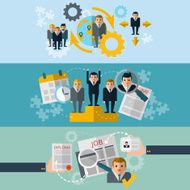 Human resources flat banners set