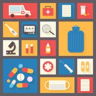 Medical and healthcare icons set Vector