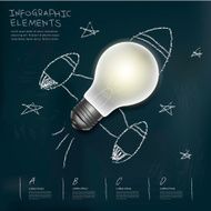 rocket light bulb infographic elements on blackboard N2