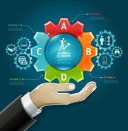 Businessman hand with gears symbol