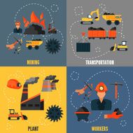 Coal industry flat set