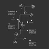 Crossed and dotted curved path intersecting rectangles