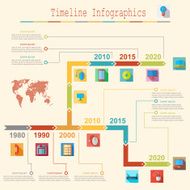 Infographic report templates in flat business elements map