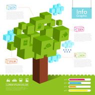 infographic template with 3d style tree and cloud