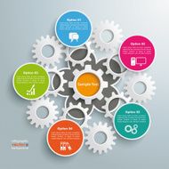Colored Flower Infographic White Gears