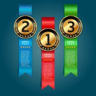 Colorful Medals with Ribbon Style Number Options Banner & Card