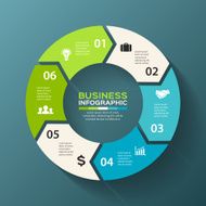 Vector circle arrows for infographic diagram 6 steps options