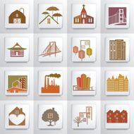 Colorful Architecture And Engineering icon Set On Square Button