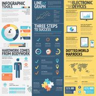 Business infographics vector elements in 3 flat business colors