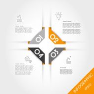 orange infographic rectangular corner template with four elements N2