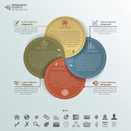 Four Round Cards Infographic Elements