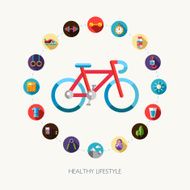 Set of flat design sport fitness and healthy lifestyle icons