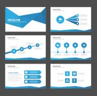 Blue polygon Infographic elements presentation template flat design set