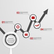 Abstract infographic chart with a magnifying glass