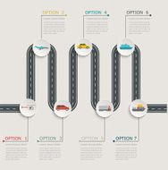 Road infographic stepwise structure with transportation icons