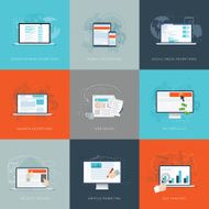 Modern flat internet marketing business vector illustrations set