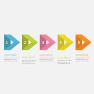 Infographic five step empty triangle arrow text Timeline Flat