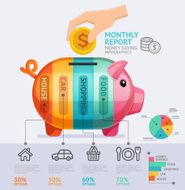 Money Saving Monthly Report Infographics Template